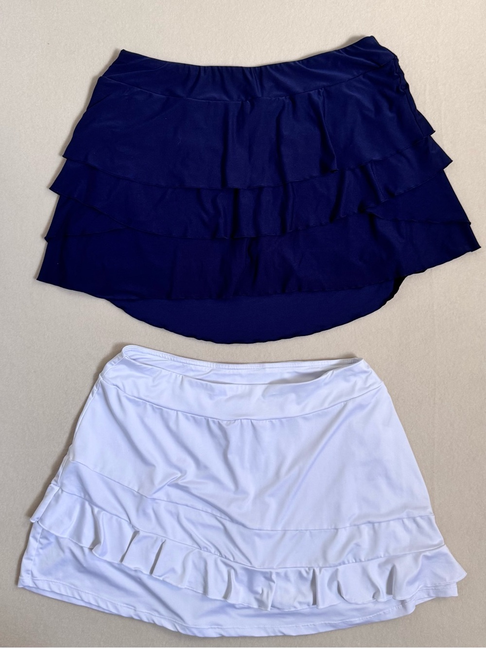 Ruffled Tennis Skirt Bundle - White and Navy XL 15” Long